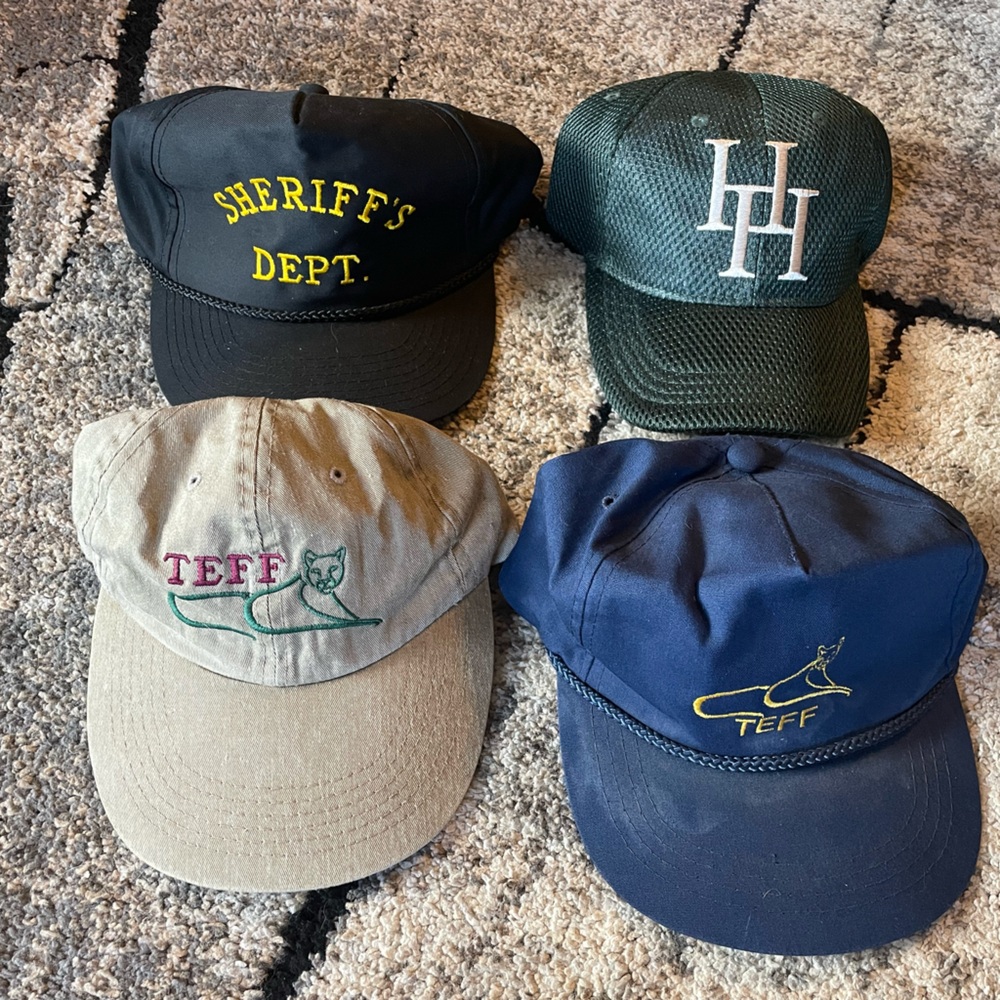 Assorted LOT Set of Four Embroidered Caps Sheriff, Holland & Holland, TEFF